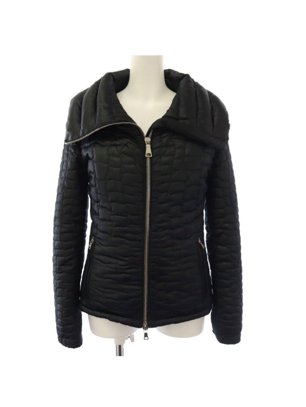 Prada Sport Down Jacket Silk Blend Quilted Black 38